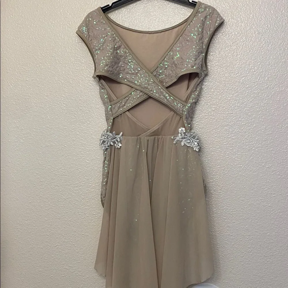 WEISSMAN Dance Costume beige sequin Love Is Just A Word 13442 SA-Small adult